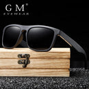 Gm recém chegados óculos de sol polarizados de madeira preta para homens óculos de sol de bambu vermelho uv400 lentes moda condução tons caixa s5523