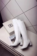 Botas altas no joelho para mulheres, sapatos pretos longos, saltos grossos, quentes, elegantes, senhoras, outono, inverno