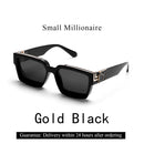 Óculos de Sol Luxuosos Ruiao Retro Black Millionaire Shades 2026 para Homens, Designer de Marca Famosa, Óculos de Sol Quadrados para Homens e Mulheres