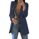 Jaqueta Elegante 2026: Blazer Feminino Casual Britânico Profissional Sem Botões com Gola e Bolso Simples