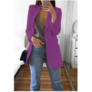 Cardigan feminino europeu e americano, com lapela, corte slim, elegante, manga comprida, estilo blazer.