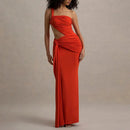 Vestido Longo Feminino Elegante para Festa e Baile, Sensual, de Verão, com Um Ombro Só, Estilo Irregular e Justo ao Corpo, Estilo Estrangeiro