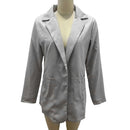 Jaqueta Elegante 2026: Blazer Feminino Casual Britânico Profissional Sem Botões com Gola e Bolso Simples