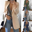 Jaqueta Elegante 2026: Blazer Feminino Casual Britânico Profissional Sem Botões com Gola e Bolso Simples