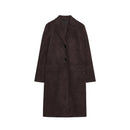Casaco Feminino de Outono Estilo Minimalista Manga Longa com Barra Reta Efeito Camurça Reversível Estilo Commute Comprimento ...