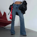 Jeans bootcut de cintura alta lavados retrô americanos, calças versáteis, simples, emagrecedoras, estilo rua
