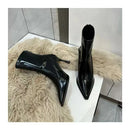 Outono inverno feminino botas de tornozelo fino moda elegante apontou toe sapatos finos salto alto feminino morder botas curtas