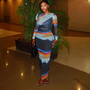 Sexy carta impressão transparente malha sheer vestido 2025 nova moda outono inverno elegante manga longa clube festa vestidos longos