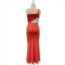 Vestido Longo Feminino Elegante para Festa e Baile, Sensual, de Verão, com Um Ombro Só, Estilo Irregular e Justo ao Corpo, Estilo Estrangeiro
