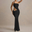 Vestido Longo Feminino Elegante para Festa e Baile, Sensual, de Verão, com Um Ombro Só, Estilo Irregular e Justo ao Corpo, Estilo Estrangeiro