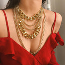 Colar de borla multicamadas dourado exagerado, corrente chique para festa de formatura, aniversário para mulheres, joias de festa, presente