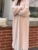 Cardigã feminino grosso e quente para outono e inverno, estilo casual, em imitação pura de lã de vison, tricotado.