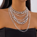 Colar de borla multicamadas dourado exagerado, corrente chique para festa de formatura, aniversário para mulheres, joias de festa, presente