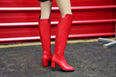 Botas altas no joelho para mulheres, sapatos pretos longos, saltos grossos, quentes, elegantes, senhoras, outono, inverno