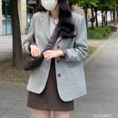 Blazer entalhado de manga comprida feminino, Casaco, Casacos, Entalhado, Botões, Chique, Escritório, Trabalho, Moda coreana, Fofo, Trabalho, Outono, Inverno, Outono, 2024