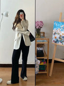 Jaqueta Casual Feminina Coreana Nova, Blazer de Moda para Primavera e Outono, Casaco de Alta Qualidade em Cores Sólidas para Mulheres