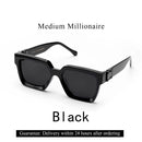 Óculos de Sol Luxuosos Ruiao Retro Black Millionaire Shades 2026 para Homens, Designer de Marca Famosa, Óculos de Sol Quadrados para Homens e Mulheres