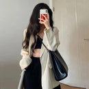 Jaqueta Casual Feminina Coreana Nova, Blazer de Moda para Primavera e Outono, Casaco de Alta Qualidade em Cores Sólidas para Mulheres