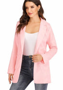 Cardigan feminino europeu e americano, com lapela, corte slim, elegante, manga comprida, estilo blazer.
