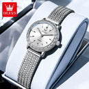 Olevs 5643 mulher relógio superior fino relógio de quartzo feminino espelho de alta dureza 30m à prova dwaterproof água senhoras relógio de pulso
