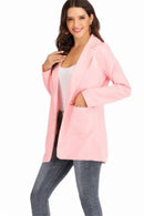 Cardigan feminino europeu e americano, com lapela, corte slim, elegante, manga comprida, estilo blazer.
