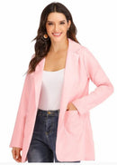 Cardigan feminino europeu e americano, com lapela, corte slim, elegante, manga comprida, estilo blazer.