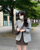 Blazer entalhado de manga comprida feminino, Casaco, Casacos, Entalhado, Botões, Chique, Escritório, Trabalho, Moda coreana, Fofo, Trabalho, Outono, Inverno, Outono, 2024