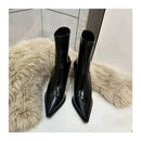Outono inverno feminino botas de tornozelo fino moda elegante apontou toe sapatos finos salto alto feminino morder botas curtas
