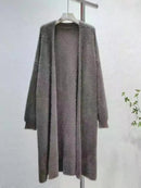 Cardigã feminino grosso e quente para outono e inverno, estilo casual, em imitação pura de lã de vison, tricotado.