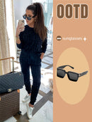 Óculos de Sol Luxuosos Ruiao Retro Black Millionaire Shades 2026 para Homens, Designer de Marca Famosa, Óculos de Sol Quadrados para Homens e Mulheres