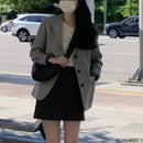 Blazer entalhado de manga comprida feminino, Casaco, Casacos, Entalhado, Botões, Chique, Escritório, Trabalho, Moda coreana, Fofo, Trabalho, Outono, Inverno, Outono, 2024