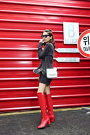 Botas altas no joelho para mulheres, sapatos pretos longos, saltos grossos, quentes, elegantes, senhoras, outono, inverno