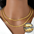 Largura 4mm italiano 750 luxo 18k banhado a ouro texturizado dubai colar diy jóias simples masculino feminino festa