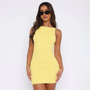 Sexy elegante magro sólido vestido de festa para mulheres moda casual mini sem mangas o pescoço envoltório y2k uma linha 2025 novo vestido de verão
