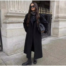 Elegante Casaco Feminino de Lã Preto 2025 Outono Inverno Estilo Coreano Hepburn Miniatura Agasalho de Lã Manga Longa Gola de ...