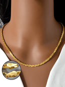 Largura 4mm italiano 750 luxo 18k banhado a ouro texturizado dubai colar diy jóias simples masculino feminino festa