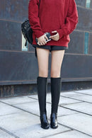 Botas altas no joelho para mulheres, sapatos pretos longos, saltos grossos, quentes, elegantes, senhoras, outono, inverno