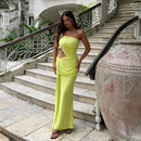 Vestido Longo Feminino Elegante para Festa e Baile, Sensual, de Verão, com Um Ombro Só, Estilo Irregular e Justo ao Corpo, Estilo Estrangeiro