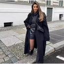 Elegante Casaco Feminino de Lã Preto 2025 Outono Inverno Estilo Coreano Hepburn Miniatura Agasalho de Lã Manga Longa Gola de ...