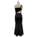 Vestido Longo Feminino Elegante para Festa e Baile, Sensual, de Verão, com Um Ombro Só, Estilo Irregular e Justo ao Corpo, Estilo Estrangeiro