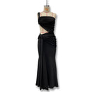 Vestido Longo Feminino Elegante para Festa e Baile, Sensual, de Verão, com Um Ombro Só, Estilo Irregular e Justo ao Corpo, Estilo Estrangeiro