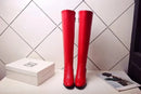 Botas altas no joelho para mulheres, sapatos pretos longos, saltos grossos, quentes, elegantes, senhoras, outono, inverno