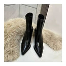 Outono inverno feminino botas de tornozelo fino moda elegante apontou toe sapatos finos salto alto feminino morder botas curtas