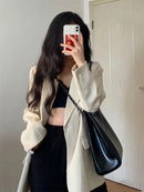 Jaqueta Casual Feminina Coreana Nova, Blazer de Moda para Primavera e Outono, Casaco de Alta Qualidade em Cores Sólidas para Mulheres