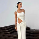 Vestido Longo Feminino Elegante para Festa e Baile, Sensual, de Verão, com Um Ombro Só, Estilo Irregular e Justo ao Corpo, Estilo Estrangeiro