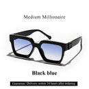 Óculos de Sol Luxuosos Ruiao Retro Black Millionaire Shades 2026 para Homens, Designer de Marca Famosa, Óculos de Sol Quadrados para Homens e Mulheres