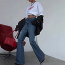 Jeans bootcut de cintura alta lavados retrô americanos, calças versáteis, simples, emagrecedoras, estilo rua