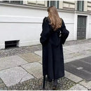Elegante Casaco Feminino de Lã Preto 2025 Outono Inverno Estilo Coreano Hepburn Miniatura Agasalho de Lã Manga Longa Gola de ...