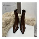 Outono inverno feminino botas de tornozelo fino moda elegante apontou toe sapatos finos salto alto feminino morder botas curtas