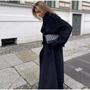 Elegante Casaco Feminino de Lã Preto 2025 Outono Inverno Estilo Coreano Hepburn Miniatura Agasalho de Lã Manga Longa Gola de ...